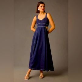 Anthropologie Dresses Anthropologie X Aureta Corset Denim Cutout Dress Size Medium Petite Poshmark at Poshmark
