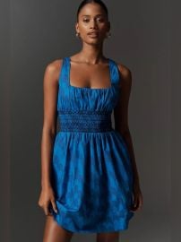 Anthropologie Dresses Maeve Sleeveless Squareneck Smocked Mini Dress Poshmark at Poshmark