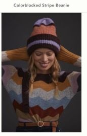 Anthropologie Echo Colorblocked Striped Knit Beanie Purple New with Tags Warm eBay at eBay