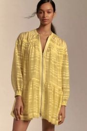 Anthropologie Long Sleeve Zip Front Mini Dress at Anthropologie