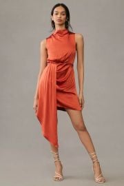 Anthropologie Mock Neck Draped Silk Dress at Anthropologie