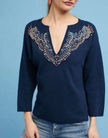 Anthropologie Moth Jeweled V Neck Sweater eBay at eBay