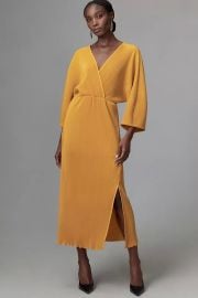 Anthropologie Plisse V Neck Wrap Midi Dress at Anthropologie