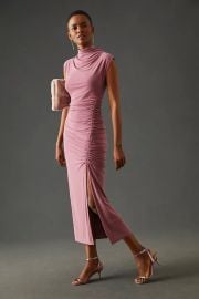 Anthropologie The Maya Ruched Cowl Neck Dress Cupro Edition in Raspberry at Anthropologie