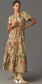 Anthropologie The Somerset Maxi Dress KHAKI Floral print Size M at eBay