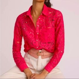 Anthropologie Tops Anthropologie Nwt Pink Lace Shirt Size Poshmark at Poshmark