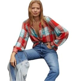 Anthropologie Tops Anthropologie Pilcro Breezy Button Down Red Blue Plaid Buffalo Top Blouse Poshmark at Poshmark