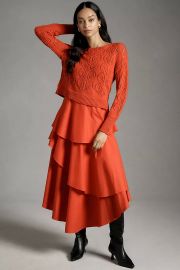 Anthropologie Twofer Sweater Tiered Midi Dress at Anthropologie