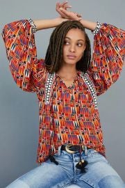 Anthropologie Verb by Pallavi Singhee Yasmeen Embroidered Peasant Blouse at Anthropologie