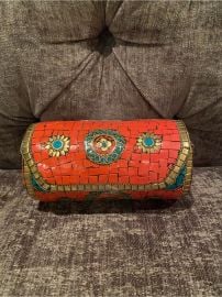 Antik Kraft Bags Antik Kraft Orange Mosaic Clutch With Turquoise Accents Poshmark at Poshmark