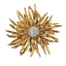Antique Gold Flower Pin at Kenneth Jay Lane