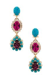 Anton Heunis Double Drop Pendant Earrings In Blue Fuchsia Purple Gold at Revolve