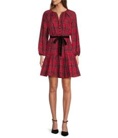 Antonio Melani Karla Plaid Taffeta V-Neck Tie Belt Mini Dress Dillardx27s at Dillards