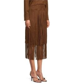 Antonio Melani Rae Coordinating Faux Suede Fringe Midi Pencil Skirt Dillardx27s at Dillards