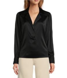 Antonio Melani Violet Silk Notch Collar V-Neck Long Blouson Sleeve Blouse Dillardx27s at Dillards