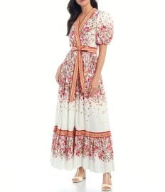 Antonio Melani x Kimberly Whitman Mari V-Neck Short Sleeve Floral Maxi Dress  Dillardx27s at Dillards