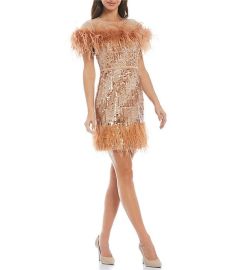 Antonio Melani x Nicola Bathie Sequined Feather Trim Dress at Instagram