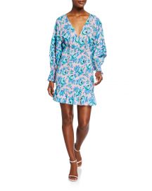 Anya Floral Smocked Flounce Dress at Neiman Marcus