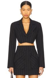 Anya Navy Pin Stripe Blazer at Revolve