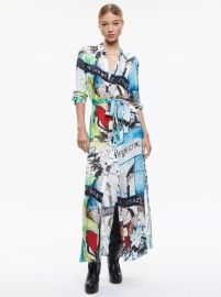 Ao X Basquiat Chassidy Maxi Shirt Dress In Confidential Alice And Olivia at Alice and Olivia