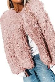 Aoang Women's 2025 Winter Coats Fleece Cropped Jacket Faux Fur Long Sleeve Shaggy Warm Outerwear Fall Clothes at Amazon