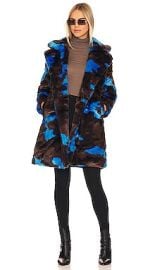 Apparis Jahaira 2 Faux Fur Coat In Blue Espresso Camo at Revolve