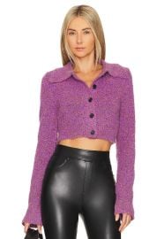 Apparis Molly Cropped Cardigan in Lingonberry at Revolve