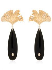 Apples   Figs 24kt Gold Vermeil Sea Shore Obsidian Leaf Earrings - Farfetch at Farfetch