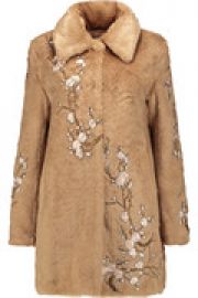 Appliqu  d faux fur coat at The Outnet