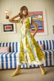 April Dress Floral Cotton V-Neck Midi Dress Hunter Bell HUNTER BELL at Hunter Bell