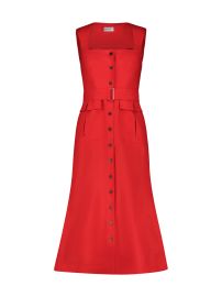 Apron Cargo Red Linen Midi Dress Matthew Bruch at Matthew Bruch