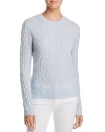 Aqua Cable Crewneck Cashmere Sweater in Sky Blue at Bloomingdales