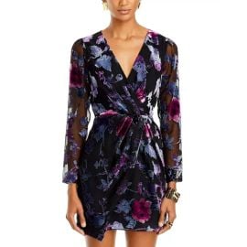 Aqua Floral Velvet Burnout Mini Dress at Walmart