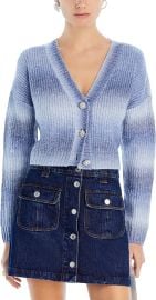 Aqua Ombre Check Knit Cardigan at Bloomingdales