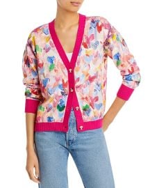 Aqua Painted Hearts Grandfather Cardigan at Bloomingdales