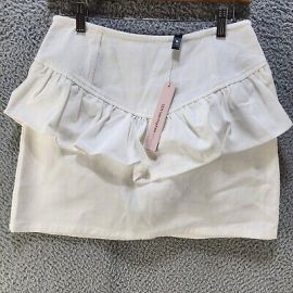 Aqua Ruffled Mini Skirt Juniors Medium White Solid Denim Back Zip Closure eBay at eBay