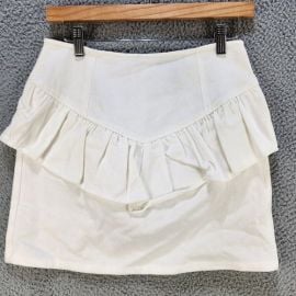 Aqua Skirts Aqua Denim Stacked Ruffle Mini Skirt Juniors S White Solid Back Zip Closure Poshmark at Poshmark
