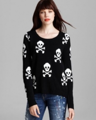 Aqua Sweater - Skull Cross Bone High Low Crewneck at Bloomingdales