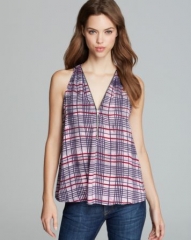 Aqua Top - Plaid Zip Neck at Bloomingdales