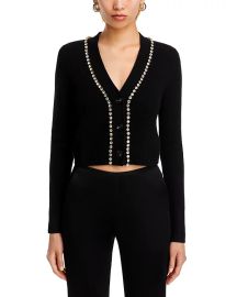 Aqua V Neck Cardigan with Rhinestone Trim at Bloomingdales