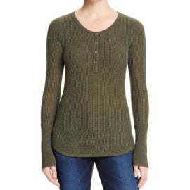 Aqua Waffle Knit Cashmere Henley at Bloomingdales