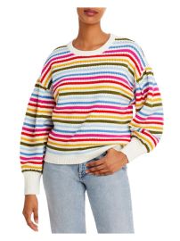 Aqua Womens Stripe Crewneck Pullover Sweater Shop Premium Outlets at Shop Simon