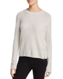 Aqua Zip Detail Donegal Cashmere Sweater in Ash Nep at Bloomingdales