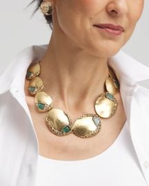 Aqua amp Gold Collar Necklace Chicox27s at Chicos