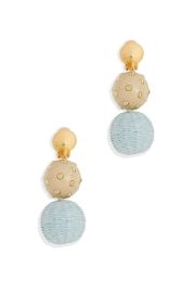 Aquamarine Raffia Ball Earrings by Oscar de la Renta Rent the Runway at Rent the Runway