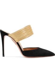 Aquazzura - Rendez Vous 105 suede and metallic leather mules at Net A Porter