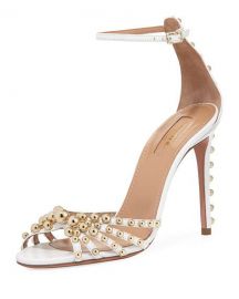 Aquazzura Bon Bon Beaded Ankle-Strap Sandal   Neiman Marcus at Neiman Marcus