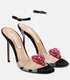 Aquazzura Love Me 105 embellished PVC sandals at Mytheresa
