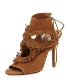 Aquazzura Sexy Fringe Suede Tie-Back Sandal  Cognac at Neiman Marcus