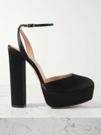 Aquazzura So High Plateau Satin Platform Pumps at Net a Porter